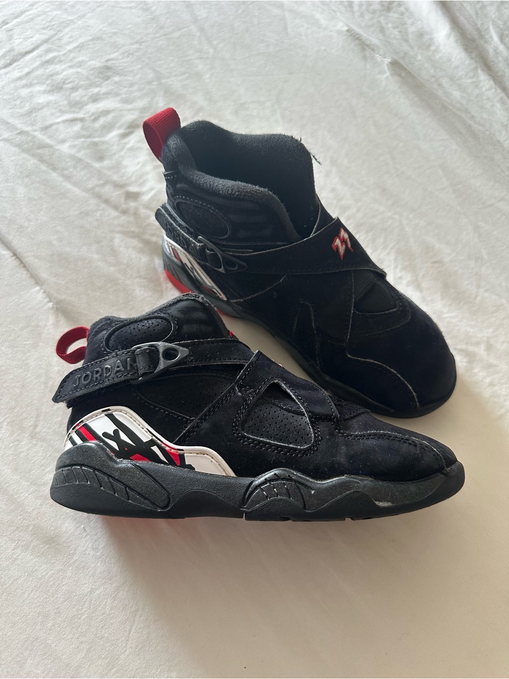 Jordan 8 Retro Kids 11C Black/Red/White High-Top Sneakers